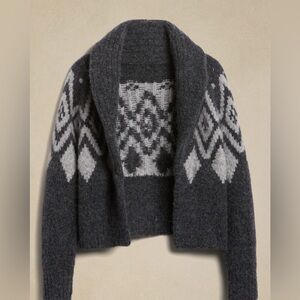 Banana Republic Fair Isle Mohair Cardigan Grey Small